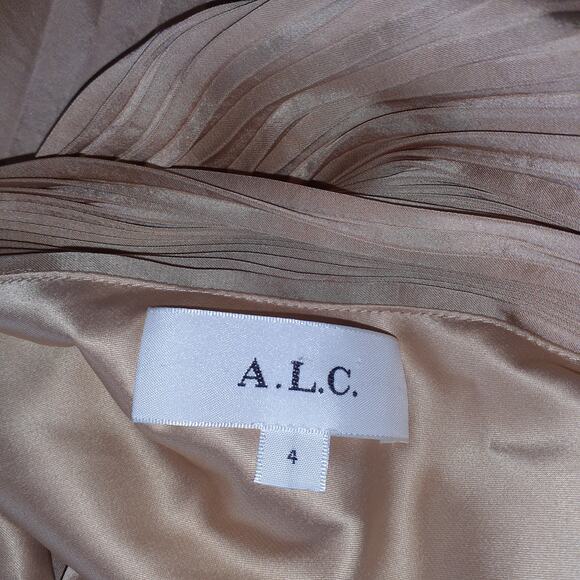 A.L.C. 'Delfine' Gold One Shoulder Satin Dress Size 4 - Picture 5 of 5